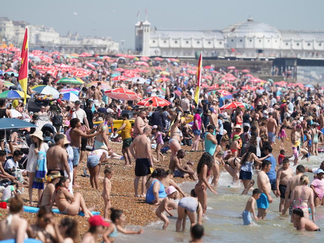 Families, groups of friends and tourists packed the seafront throughout the day, with many making the most of the sunshine by swimming in the sea, sunbathing, and queuing for ice creams and drinks along the promenade.