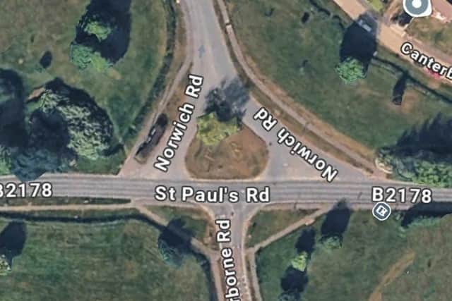 Plans to install a puffin crossing at the Norwich Road/Sherborne Road/St Paul’s Road junction have been submitted to Chichester District Council. Image: GoogleMaps