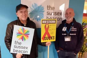 Holly Johnson with Paul Hilly, Chair of The Sussex Beacon 