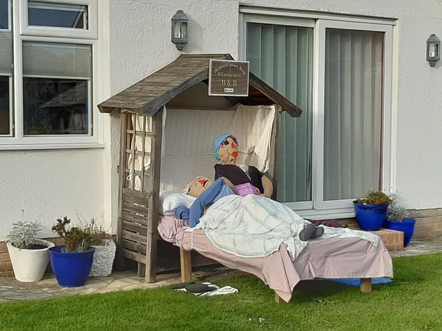 Some of the super scarecrows created for the Ferring Scarecrow Festival 2022, raising money for 1st Ferring Scouting Group. Some have pumpkins displaying a letter, five in North Ferring and nine in South Ferring. Unscramble them to enter the prize draw. Trail maps available at Brown's Natural Pet store.