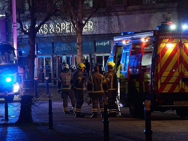 Firefighters and police respond to a fire at a commercial property in Terminus Road, Eastbourne.