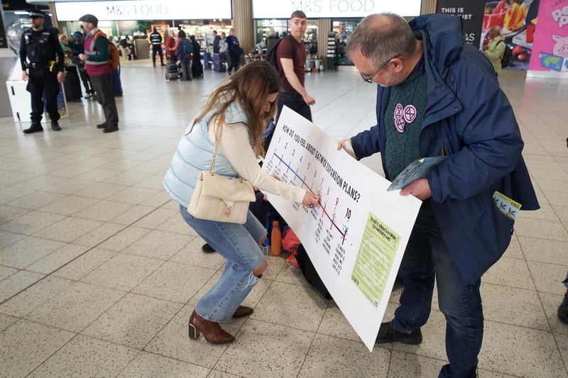 James Knapp, who took part in the outreach event, said: “Today’s visit by XR has demonstrated that Gatwick passengers are well aware of the dangers posed by increasing emissions, it was startling just how many of the passengers placed their sticker next to ‘CLIMATE CHANGE IS REAL WE MUST ACT LIKE IT IS’ and ‘GATWICK IS BIG ENOUGH’."