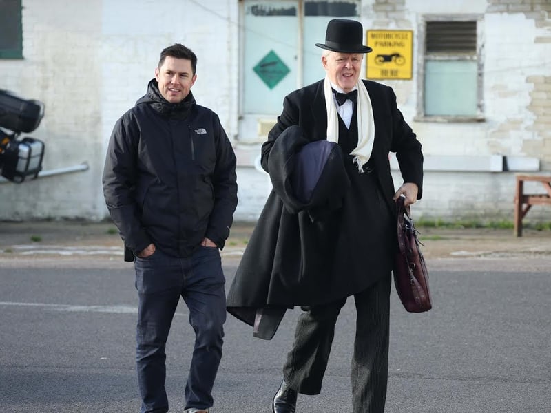 John Lithgow films at Shoreham Airport for The Crown season 1