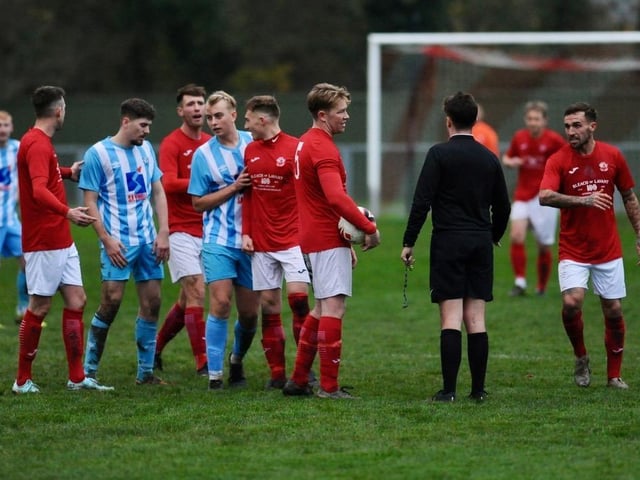 Action from Arundel FC's 2-1 win at home to Worthing United in the SCFL division one