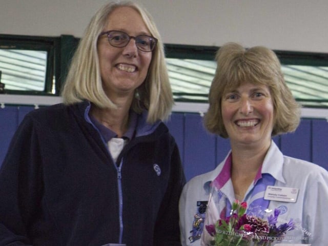 Karen Norris, Good Service Brooch with Wendy Colson, County Commissioner
