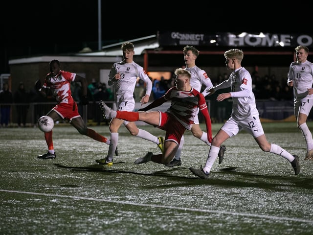 Action from Eastbourne Borough's Sussex Senior Cup quarter-final versus Hastings United