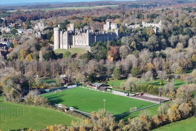 Arundel Football Club's Mill Road ground, with Arundel Castle in the background