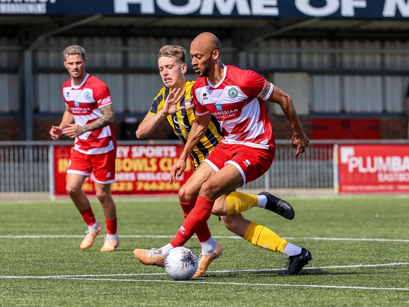 Action from Bath City's 2-1 win at Eastbourne Borough