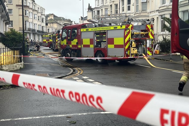 Four fire crews were called to Cavendish Place in Eastbourne shortly before 12pm on Saturday (December 9) following reports of a fire at a house in multiple occupation (HMO).