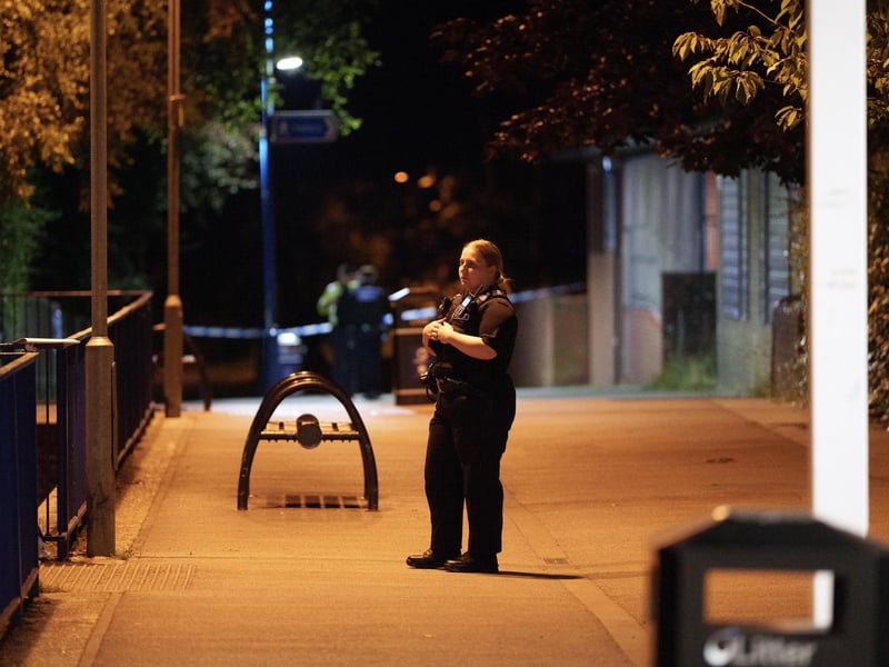 Photos show scenes of crime officers (SOCO) guarding the scene at Broadfield Barton shops in Crawley – and collecting evidence for an investigation.