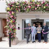 The Mayor of Eastbourne, Councillor Candy Vaughan officially opens Hallmark Willingdon Park Manor with General Manager Ian Cole (left), founder Avnish Goyal CBE and Managing Director Aneurin Brown. Photo: David Bartholomew