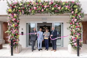 The Mayor of Eastbourne, Councillor Candy Vaughan officially opens Hallmark Willingdon Park Manor with General Manager Ian Cole (left), founder Avnish Goyal CBE and Managing Director Aneurin Brown. Photo: David Bartholomew