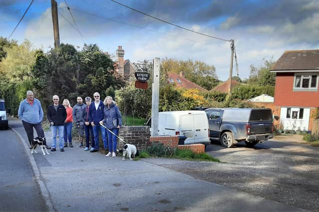 Residents by Kiteye Farm, Bexhill, who are concerned about plans to build up to 250 homes in the area