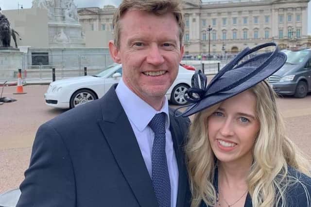 Tony with daughter Paige at Buckingham Palace