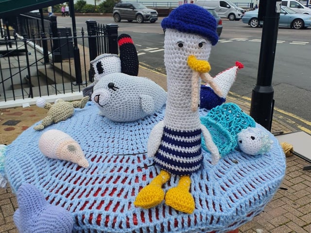 Seagull and boats in Cavendish Avenue, Eastbourne, opposite the pier
