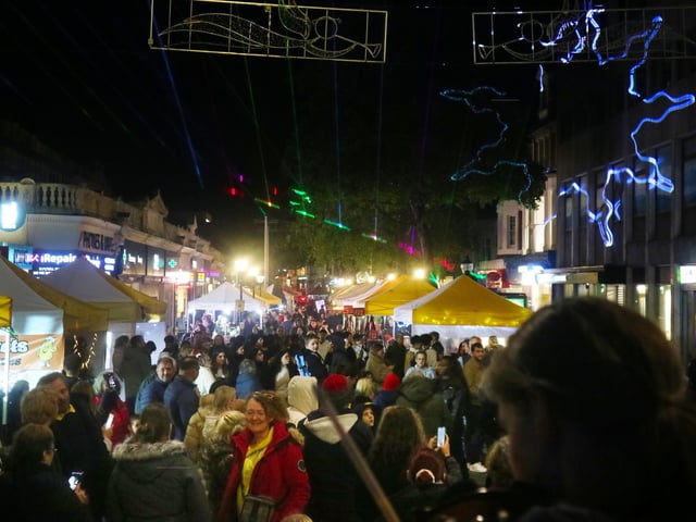 Eastbourne's Christmas lights switch-on event 2024 in Terminus Road. Photo supplied by Your Eastbourne BID.