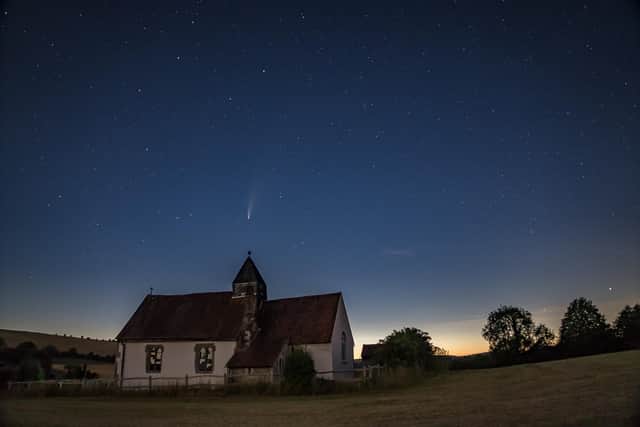 St Hubert's Church in Hampshire and the Comet Neowise by Paul Rogers