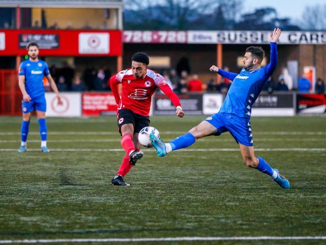 Action from Eastbourne Borough's 2-0 home loss to Worthing in National South