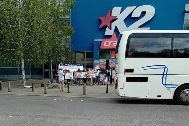 The Chagossians outside of K2 Crawley yesterday | Picture: submitted