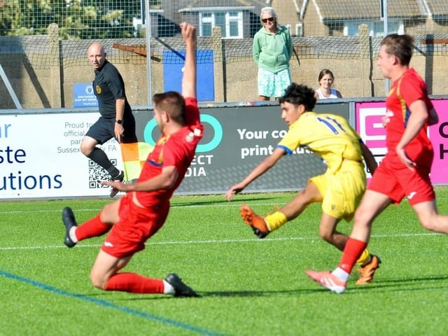 Lancing beat Newhaven 3-1 at Culver Road. Photographer Stephen Goodger caught the action