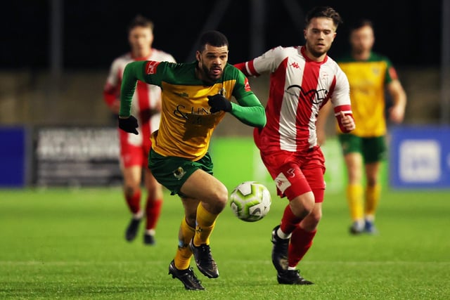 Action from Horsham v Steyning Town in the Sussex Senior Cup semi-final