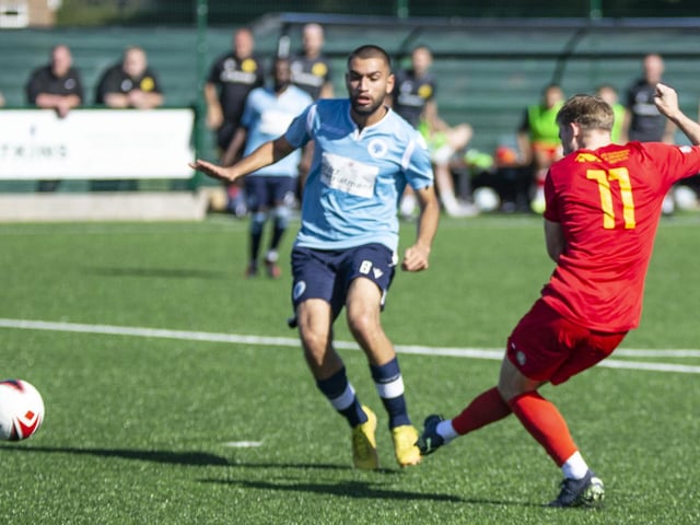 Newhaven FC take on Spelthorne Sports in the FA Cup