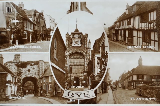Mermaid Street, St Anthony's, Landgate and Watchbell Street feature on the Rye postcard
