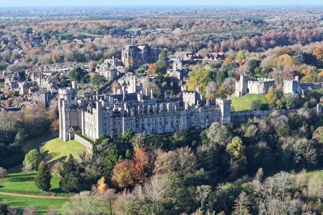 Arundel Castle with Arundel Cathedral in the background