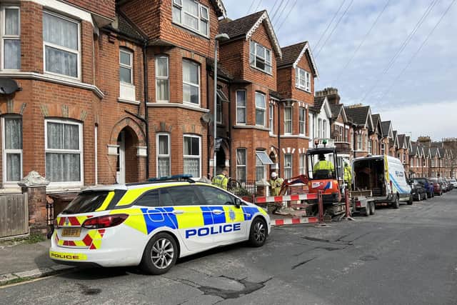 Police officers joined the emergency response after a fire in Milward Road, Hastings