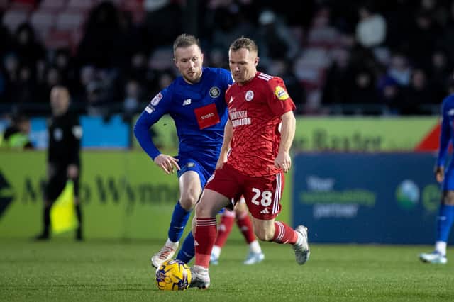 Adam Campbell gave Crawley Town a 10th-minute lead against Notts County on Tuesday night. Picture: Eva Gilbert