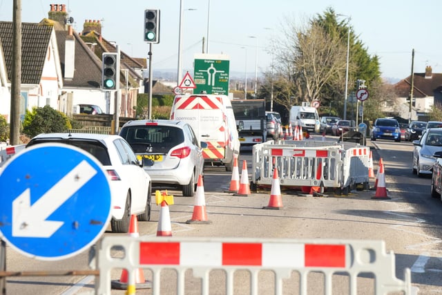 Gas works are said to be causing 'traffic chaos' on the A27 at Lancing