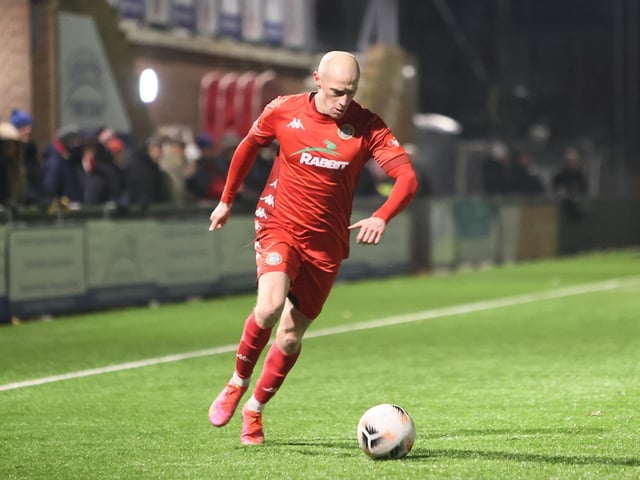 Action from Worthing's 3-1 home loss to Weymouth in National League South