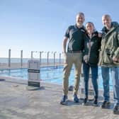 World record free diver Alessia Zecchini, Brighton resident Marco Montemagno and Simon Murie, Direct