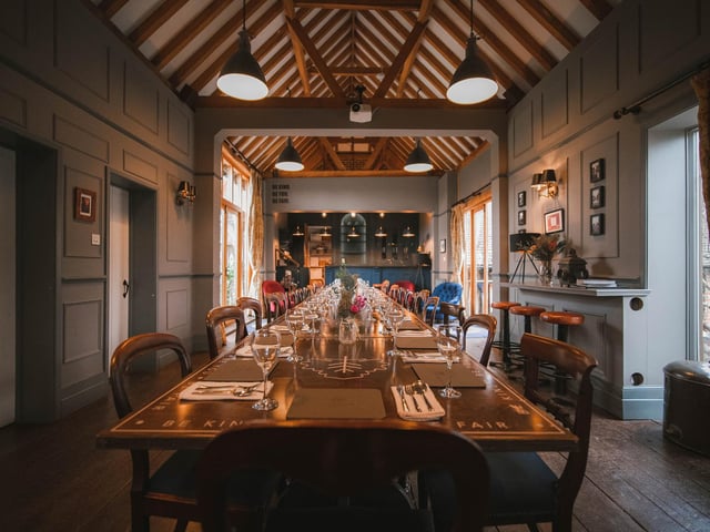 Dining in the central barn. Photo: Fleurets