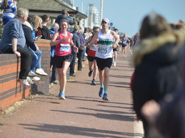 Images from the finish area at the 2026 Hastings Half Marathon