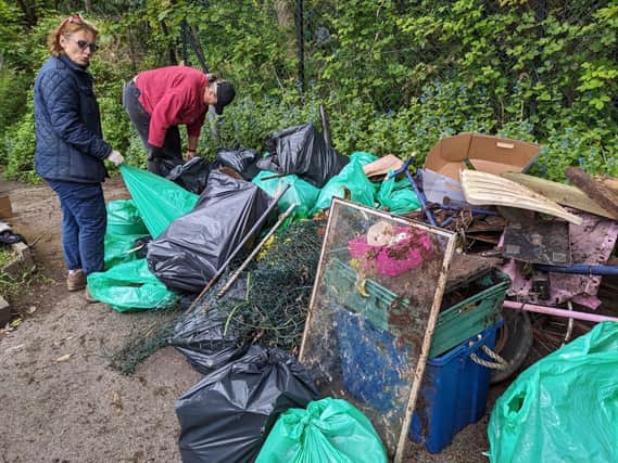 Some of the rubbish cleared from Downland Copse