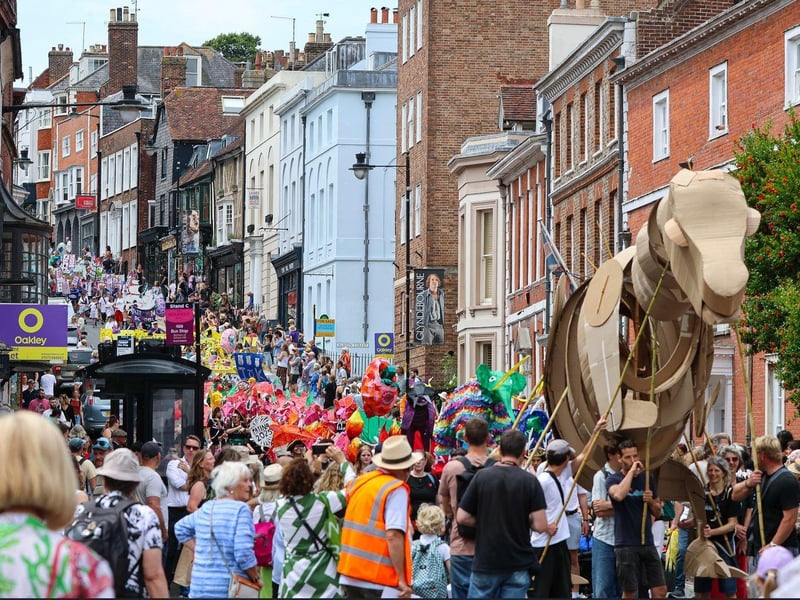 Packed streets at the Moving On parade