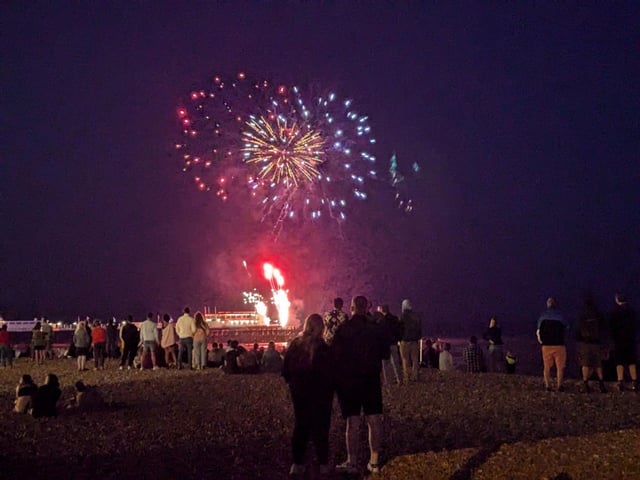 Worthing Lions Festival fireworks were launched from the end of Worthing Pier on July 27, 2024, to a crowd of hundreds on the beach and promenade