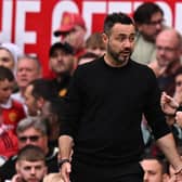 Roberto De Zerbi praised the ‘very high’ quality of his players after they continued their fine start to the season with a comfortable win over Manchester United.  (Photo by OLI SCARFF/AFP via Getty Images)
