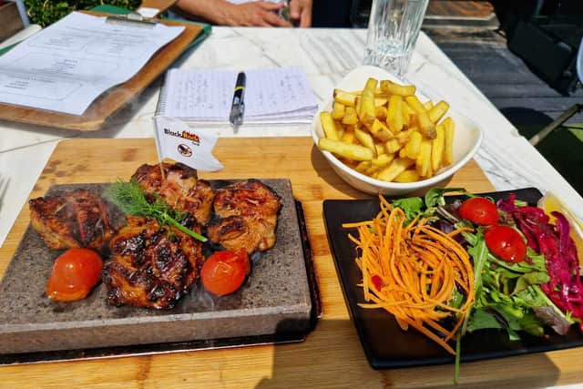 There will be an array of dish on offer at ONYX, including a seasoned and charcoal grilled lamb steak – served on a 440 degree rock where you can cook the meat to your own preference, with salad, chips and bulgar. Photo: Sussex World
