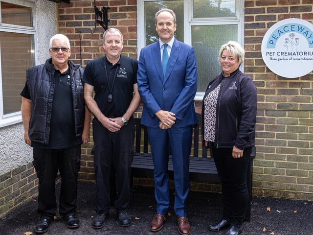 Visting Peaceways Pet Crematorium – The Lord-Lieutenant of East Sussex with Peaceways staff