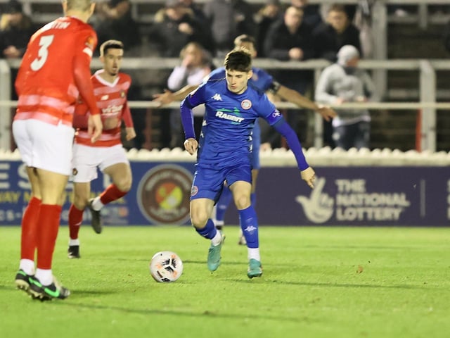 Action from Worthing's 7-2 defeat at Ebbsfleet United in the National League South