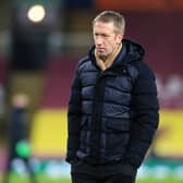 Graham Potter, manager of Brighton and Hove Albion, looks on during the Premier League match between Burnley and Brighton & Hove Albion at Turf Moor on February 6, 2021.