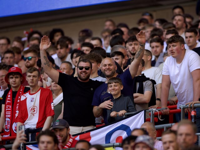 Crawley Town's fans back the boys at Wembley.