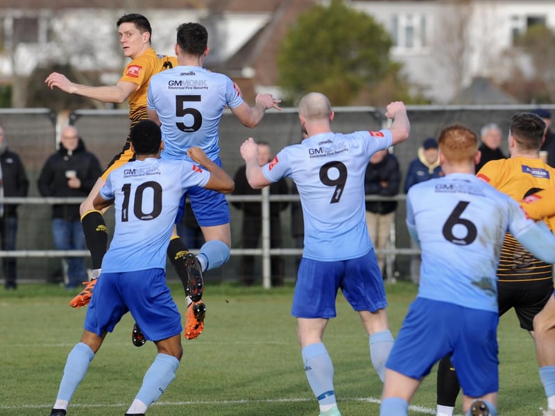 Action from Littlehampton Town v Lancing in the Isthmian south east division