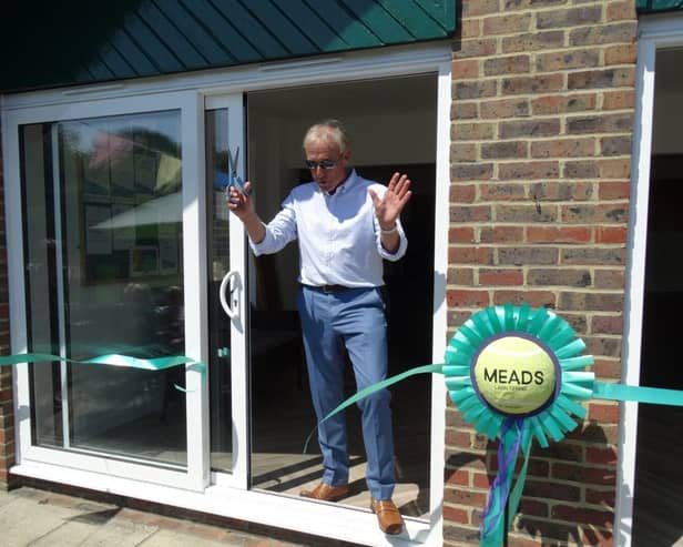 Gerry Armstrong opening the newly extended Meads pavilion.