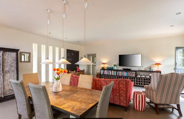 The family room offers plenty of space to relax, read, watch TV - and more.