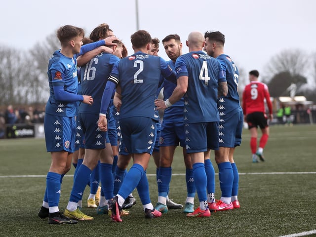 Action from Worthing's 2-0 National South win at Eastbourne Borough
