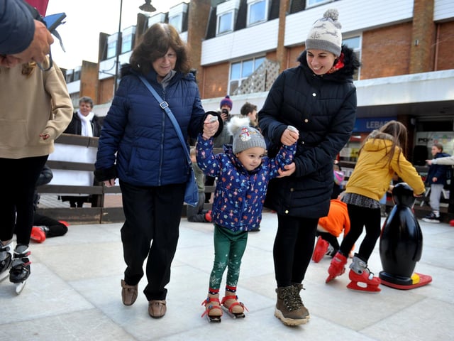 A Christmas ice rink opened outside the Help Point in Church Walk, Burgess Hill, on Wednesday, December 20
