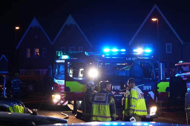 Four fire engines rushed to the scene of the fire in Highwood Crescent, Horsham